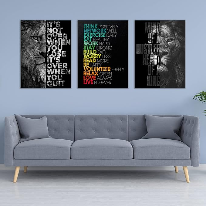 Motivational Canvas Painting Wall Art Execution Grind Hustle Inspirational Wall Art Success Entrepreneur Poster Positive Quotes Wall Poster Framed for Home Office Wall Decor[48''Wx 24''H]-FlexoryFit