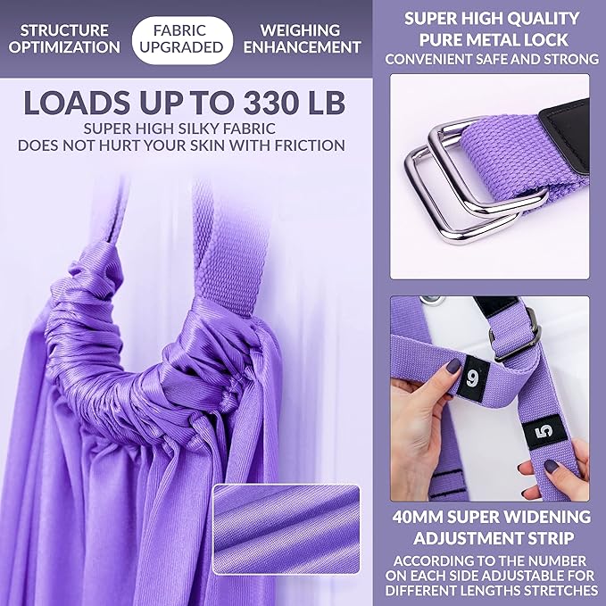 Leg Stretcher Strap, Stretching Equipment with Door Anchor Flexibility Trainer Backbend Assist for Dance Aerial Yoga Ballet Leg Stretching Exercise-FlexoryFit
