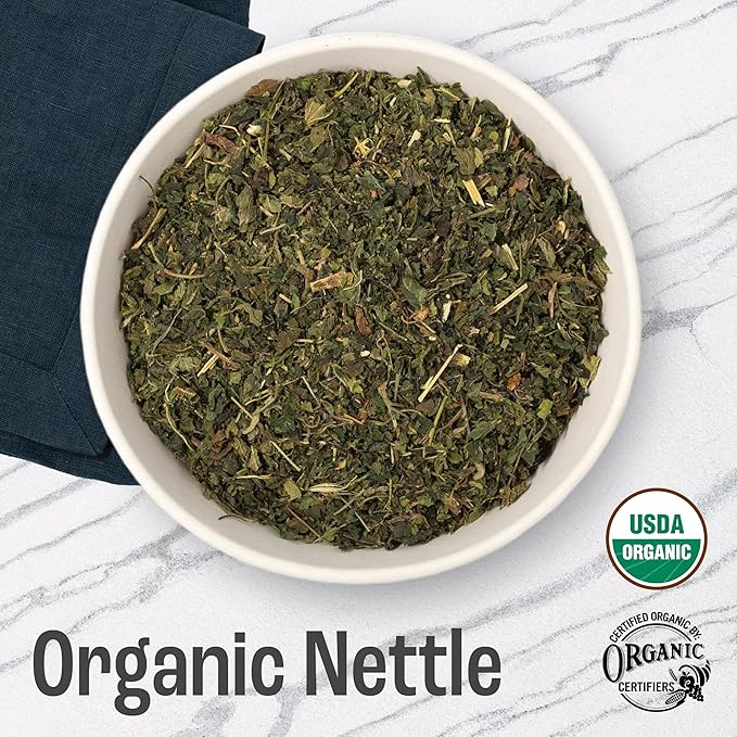 J MAC BOTANICALS Organic Nettle Leaf Herbal Tea - 16 oz (200+ Cups) Certified USDA Organic, Dried stinging nettle tea, 1 Pound Bulk Bag, Urtica dioica-FlexoryFit