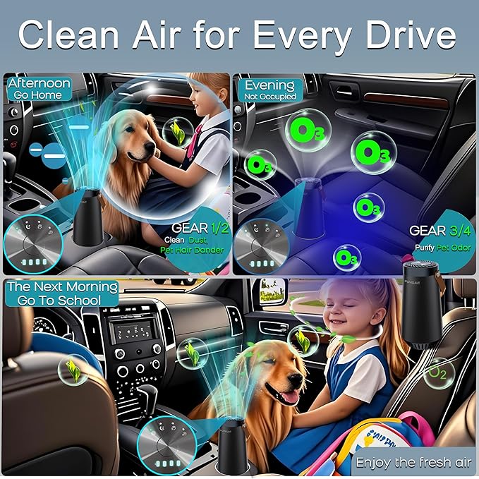 Ozone Machine for Car and Ionic Air Purifier 2-IN-1 to Clean Pet Smell,Smoke Odor, and Dust, Pollen for Home Room, Car and Personal Spaces