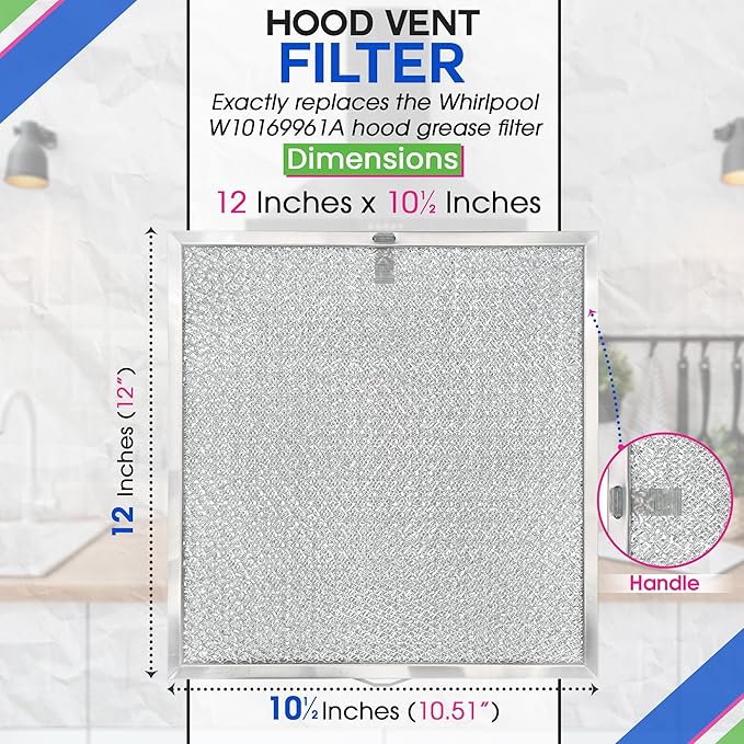 Bagean Stove Hood Vent Filter 11.60” x 11.22” BPQTAF S99010316 Compatible with Broan Range Hood Filter Replacement - Aluminum Mesh Kitchen Overhead Fan Screen - Blocks Grease & Filters Oven Air (2-Pk)