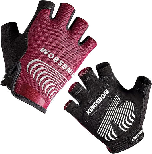 KINGSBOM Breathable Cycling Gloves, Shock-Absorbing Bike Gloves with Light Silicone Gel Pad, Anti-Slip Bicycle Gloves for Men and Women-FlexoryFit