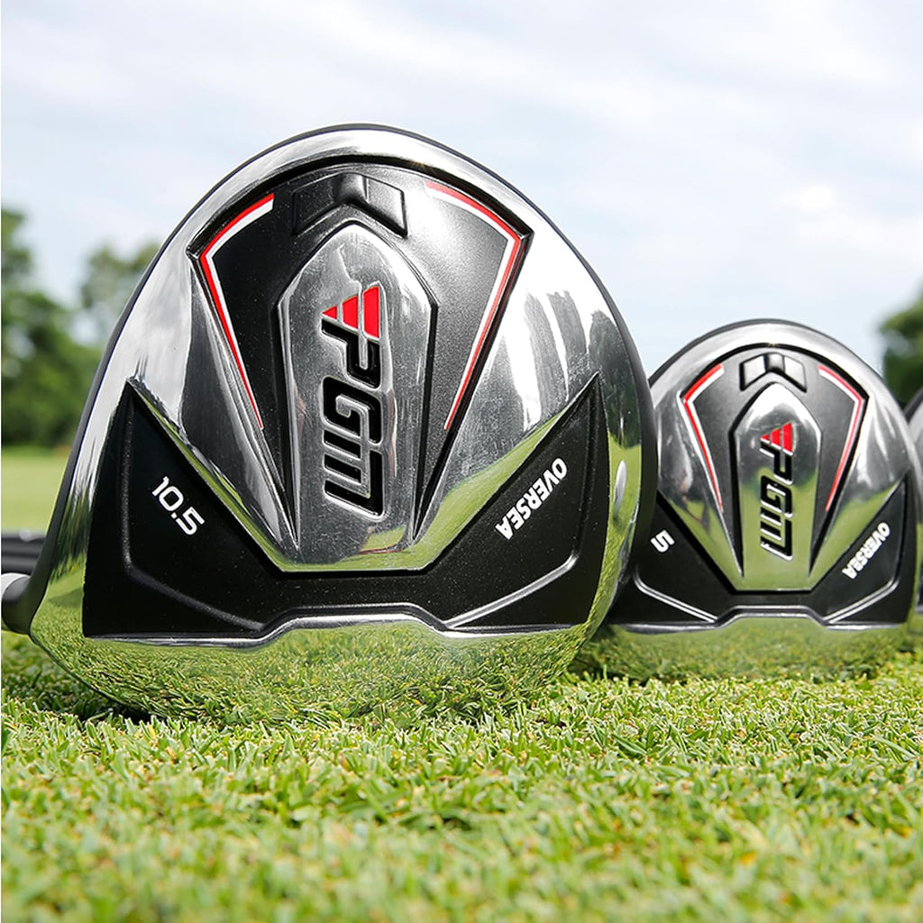 PGM Men's Oversea 9/12 Pieces Complete Golf Club Set with High-Strength Thin Face Design 460cc Driver High Forgiveness Ideal for Beginners