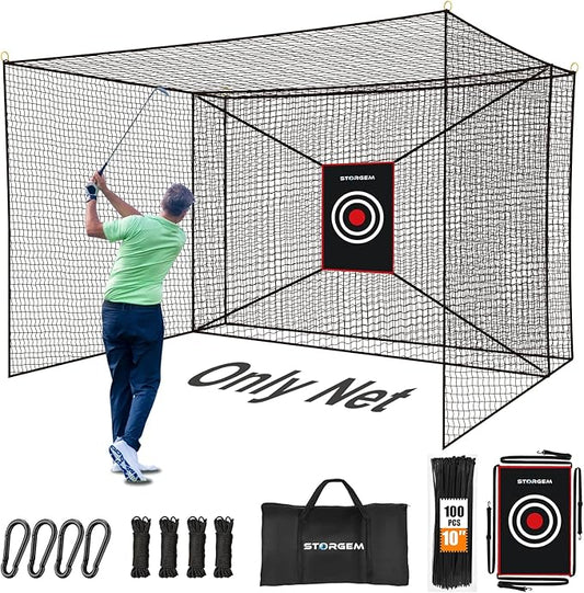 Storgem Golf Batting Cage Net with Extra Striking Net, Net Only, Heavy Duty Golf Hitting Practice Net, Backyard Batting Cage for Sports Training