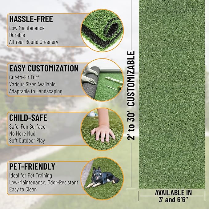 Ottomanson Artificial Turf Golf Hitting Mat 3' x 16' Indoor/Outdoor Waterproof Synthetic Fake Grass for Putting Practice Baseball Football Sports Gym Backyard, Custom Size 2' up to 30'