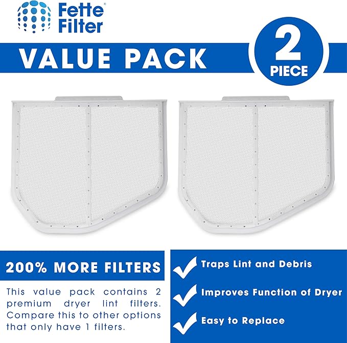 W10120998 Dryer Lint Screen Filter Replacement Part Compatible with Whirlpool Kenmore Maytag Roper Dryers - Replaces W10049360 PS1491676 8066170 W10049370 AP3967919 W10596627 2 QTY