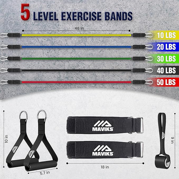 Exercise Resistance Bands for Working Out Set of 5 for Women and Men, Stretch Bands for Exercise, Physical Therapy, Arms Legs Workout, Stretching, Home Fitness-FlexoryFit