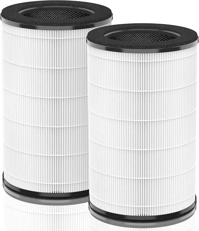 [Upgraded] AP-T45 AP-T40FL Replacement Filter Compatible with 1461901 HoMedics Filter Replacement AP-T45 AP-T40 AP-T40WT AP-T45WT w/Premium Filtration Material and Carbon, 2-Packs