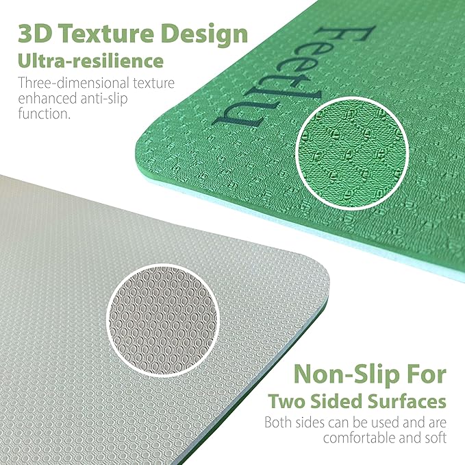 Extra Thick Exercise Yoga Mat with Strap - 2/5 Inch (10MM), Non-Slip Workout Mat for Yoga, Pilates, and Floor Exercises-FlexoryFit