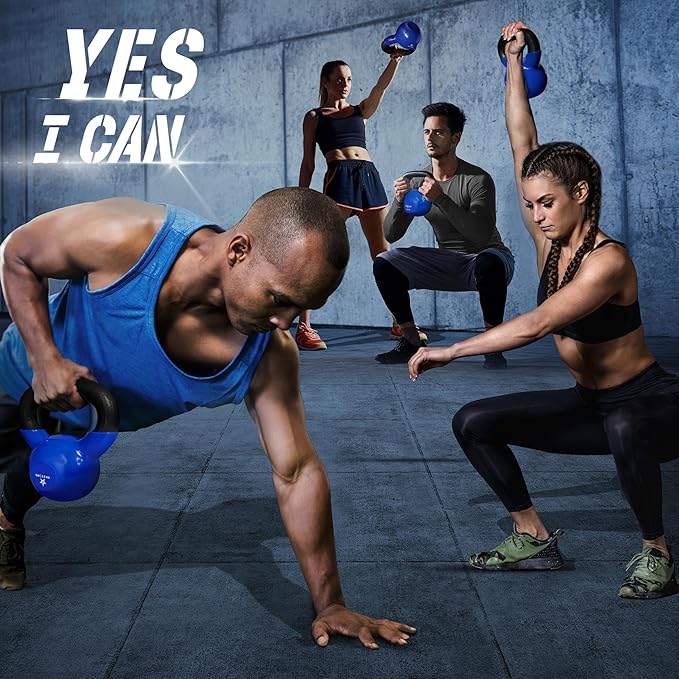 Yes4All 5-100 LB Kettlebells Vinyl Coated Cast Iron for Dumbbell Weights Exercises, Gym, Fitness, Full Body Workout Equipment Push up, Grip and Strength Training-FlexoryFit
