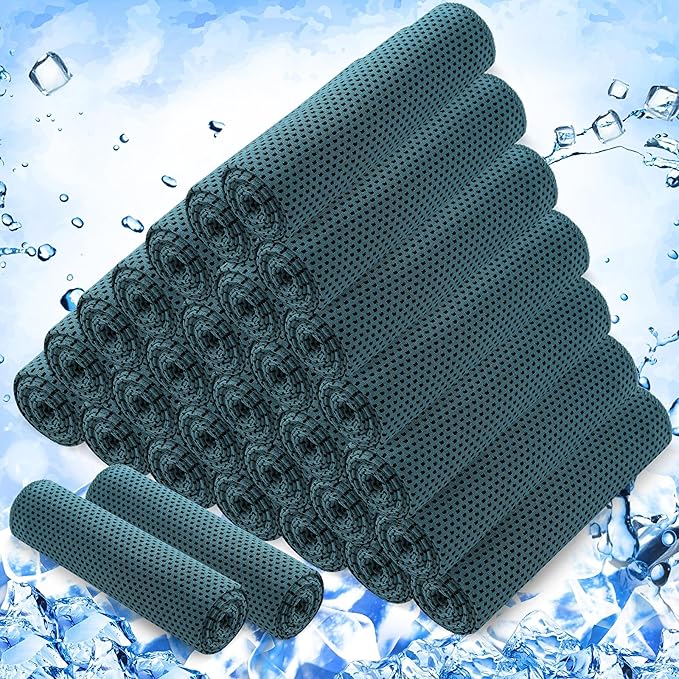 Hosuly 30 Pack Cooling Towels, 40"x12" Ice Breathable Soft Chilly Sweat Rag Microfiber Workout Rags for Gym Cooling Towels for Neck and Face for Yoga Golf Sport Running-FlexoryFit