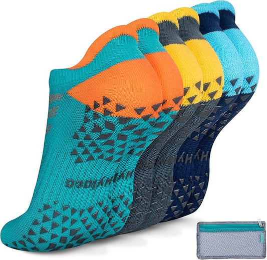 Hylaea Unisex Non Slip Socks with Grip for Yoga, Hospital, Pilates, Barre | Ankle, Cushioned-FlexoryFit