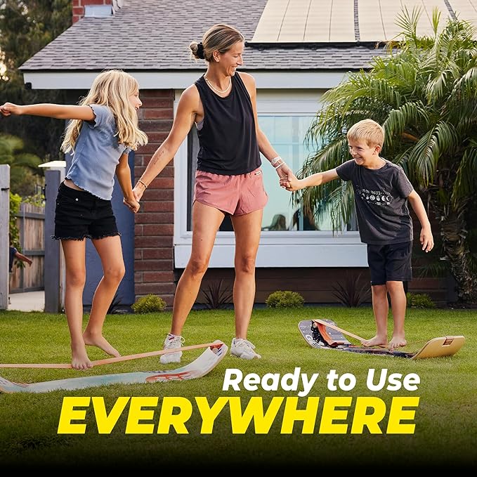 GIBBON SlackBoard - GiBoard Balance Board Kids & Adults - Slackline Balance Trainer - Slack Board Core Workout Equipment Home Gym Training - Standing Desk Exercise - Yoga, Agility, Pilates & More-FlexoryFit