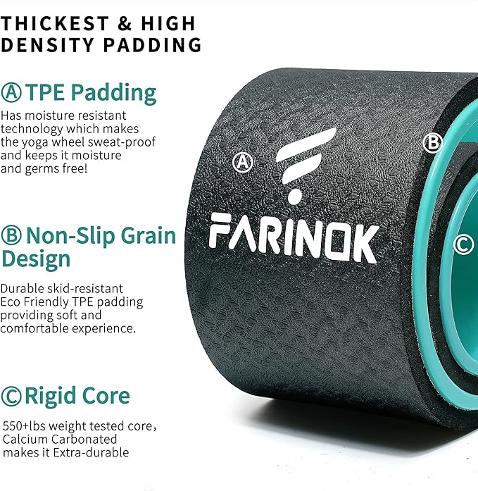 Yoga Wheel Set of 2, Upgraded 10MM Thick Back Wheels for Pain Relief & Stretching, Strongest Back Roller for Deep Tissue Massage, Improving Yoga Poses Backbend-FlexoryFit
