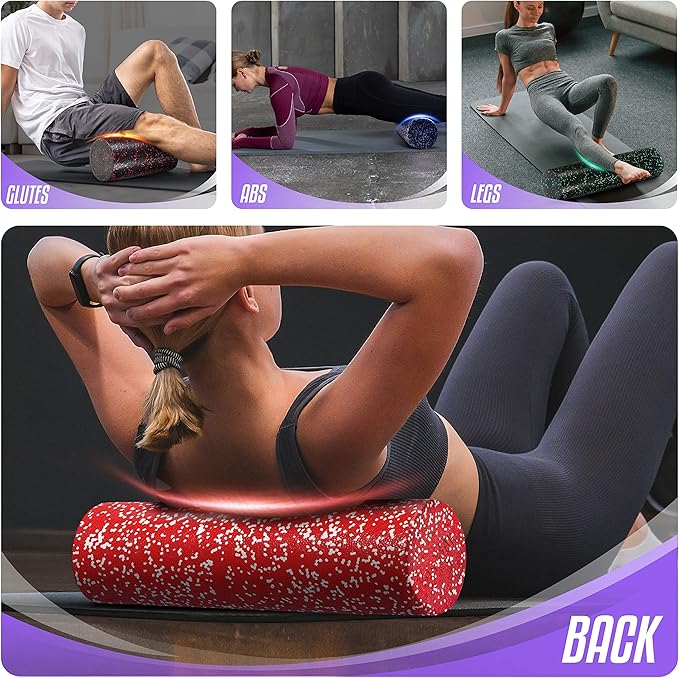 Yes4All High-Density EPP Round Back Roller Foam, Exercise Foam Roller for Yoga, Pilates & Stretching - 12, 18, 24, 36 inch-FlexoryFit