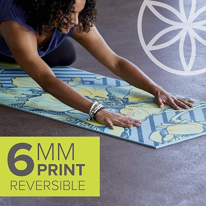 Gaiam Yoga Mat - Premium 6mm Print Reversible Extra Thick Non Slip Exercise & Fitness Mat for All Types of Yoga, Pilates & Floor Workouts (68" x 24" x 6mm Thick)-FlexoryFit