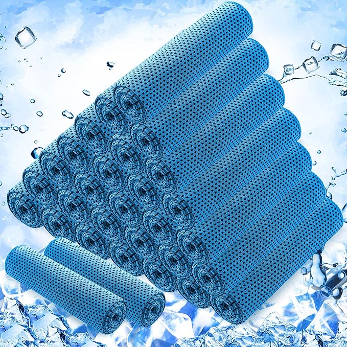 Hosuly 30 Pack Cooling Towels, 40"x12" Ice Breathable Soft Chilly Sweat Rag Microfiber Workout Rags for Gym Cooling Towels for Neck and Face for Yoga Golf Sport Running-FlexoryFit