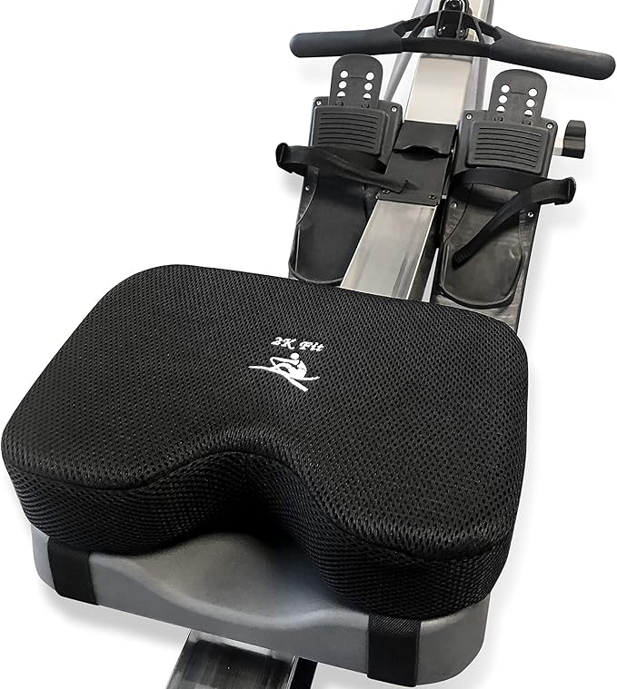 Rowing Machine Seat Cushion (Model 2) for The Concept 2 Rowing Machine with Custom Memory Foam, Washable Cover, and Straps- Concept 2 Rower, Recumbent Stationary Bike, WatterRower Seat Pad-FlexoryFit