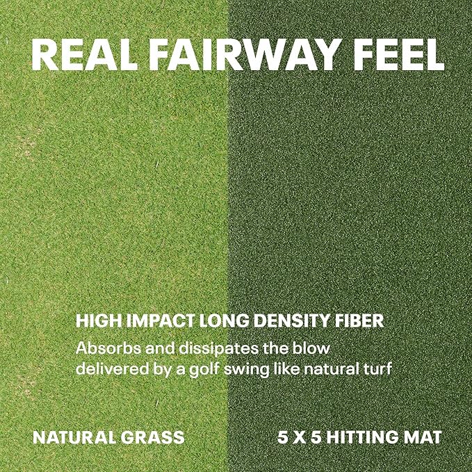 SkyTrak Golf Hitting Mat - 5' x 5' | Premium Feel, Realistic Turf, and Ultimate Stability