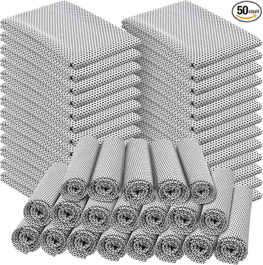 Shellwei 50 Pcs Cooling Towel 40 x 12 Inch Microfiber Workout Towels Breathable Chilly Towel Ice Cool Cold Towels Bulk Fast Drying Absorbent Sweat Rag for Neck Yoga Sports Golf Gym-FlexoryFit