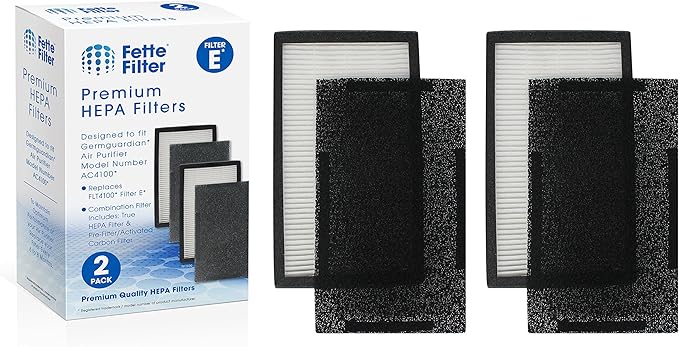 Fette Filter - True HEPA Filter Compatible with GermGuardian FLT4100 models AC4100/AC4150BL/AC4150BL Air Purifiers (Filter E)