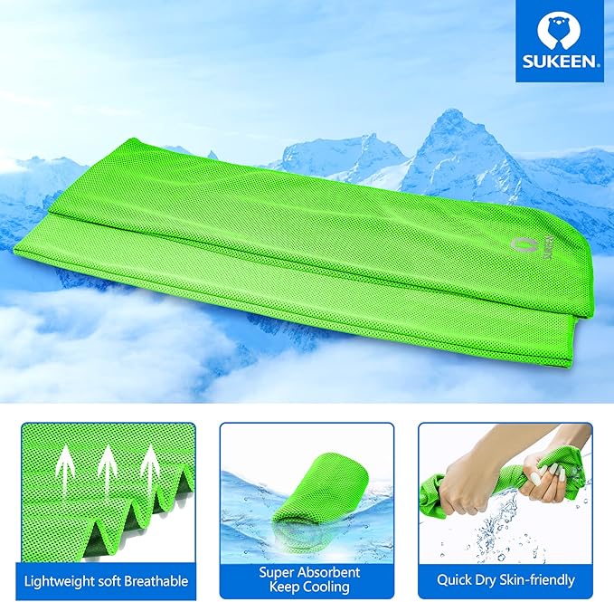 Sukeen 12 Pack Cooling Towel (40"x12"), Ice Towel Sets,Soft Breathable Chilly Towel,Microfiber Towel for Yoga,Sport,Running,Gym,Workout,Camping,Fitness,Workout-FlexoryFit