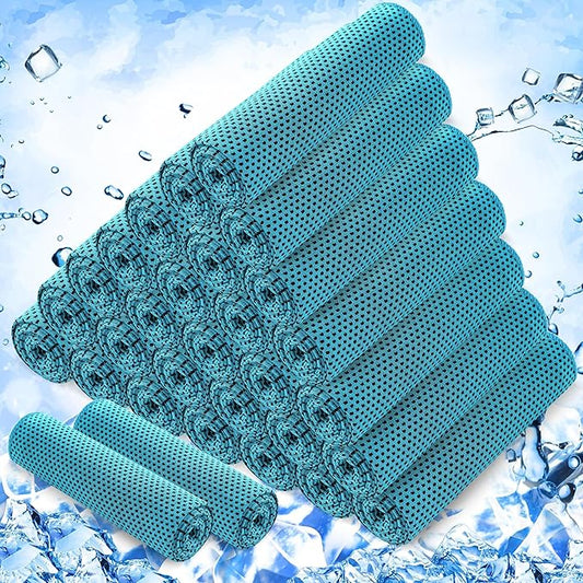 Hosuly 30 Pack Cooling Towels, 40"x12" Ice Breathable Soft Chilly Sweat Rag Microfiber Workout Rags for Gym Cooling Towels for Neck and Face for Yoga Golf Sport Running-FlexoryFit