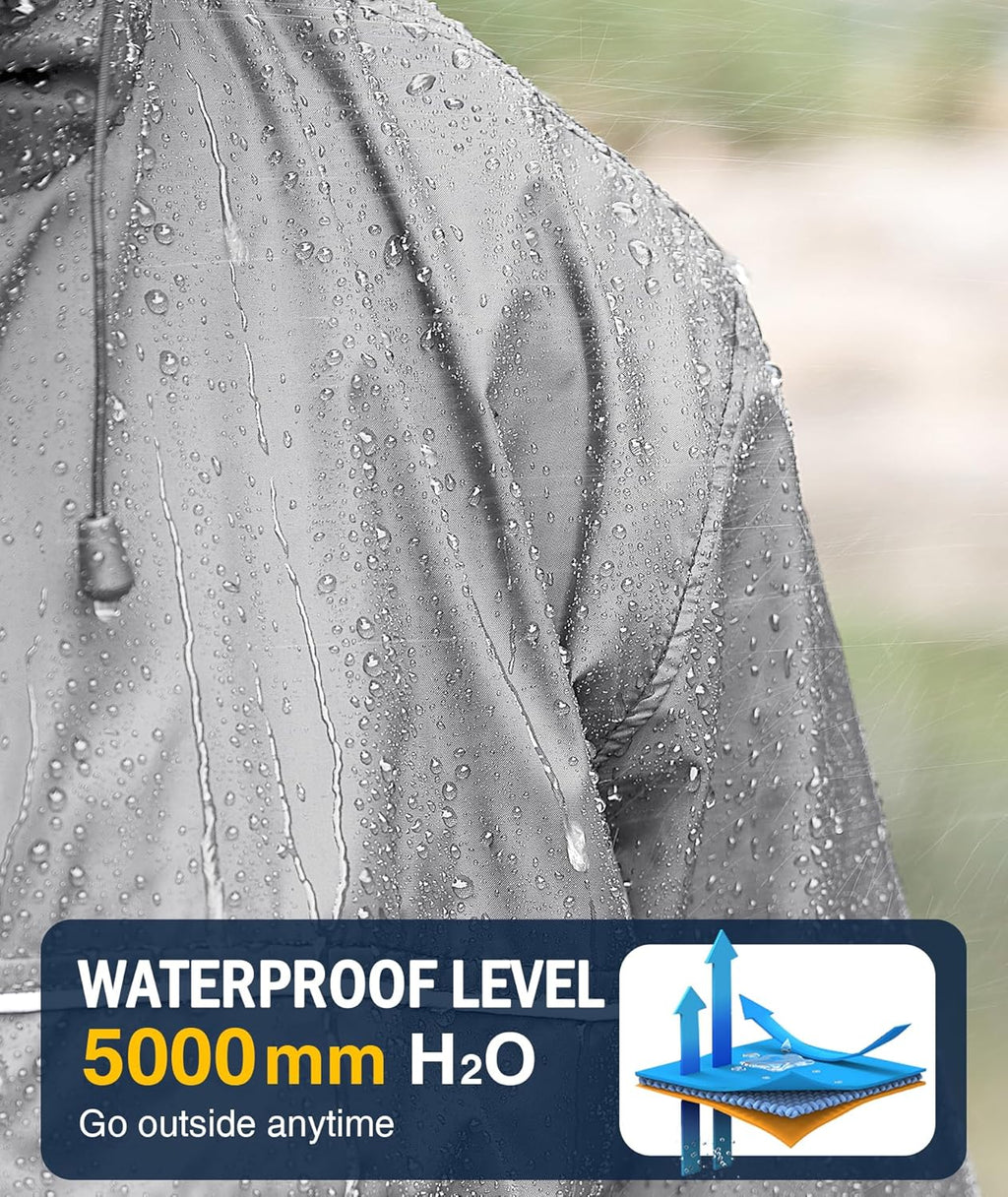 SWISSWELL Rain Jacket Men Waterproof Windbreaker, Lightweight Hooded Raincoat for Daily Casual