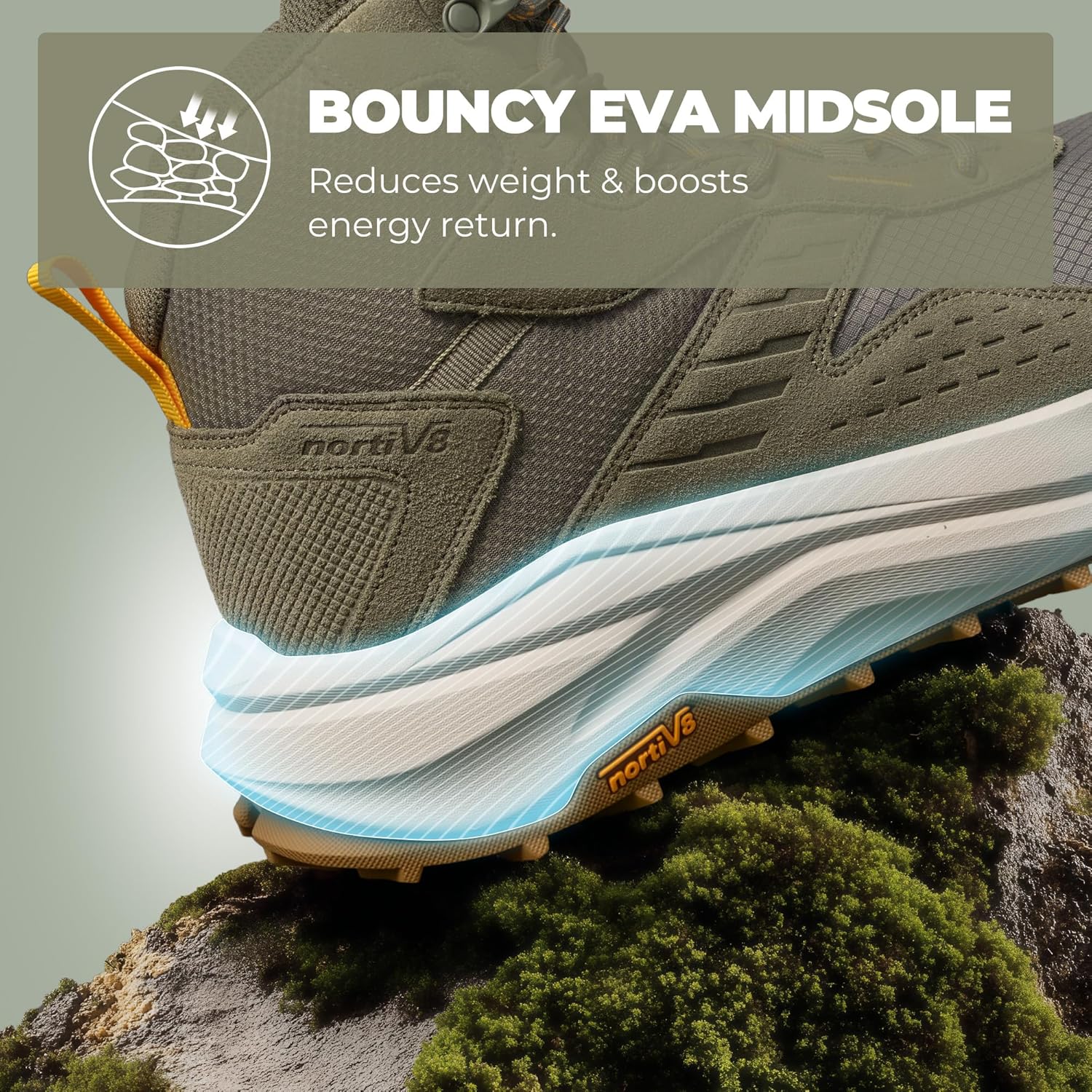 NORTIV 8 Men's Wide Toe Box Hiking Boots Low Drop Waterproof Outdoor Trekking Camping Shoes for Plantar Fasciitis Bunion Katahdin