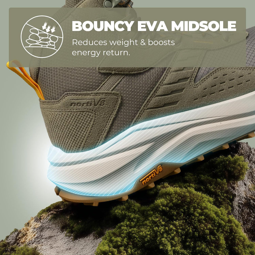 NORTIV 8 Men's Wide Toe Box Hiking Boots Low Drop Waterproof Outdoor Trekking Camping Shoes for Plantar Fasciitis Bunion Katahdin