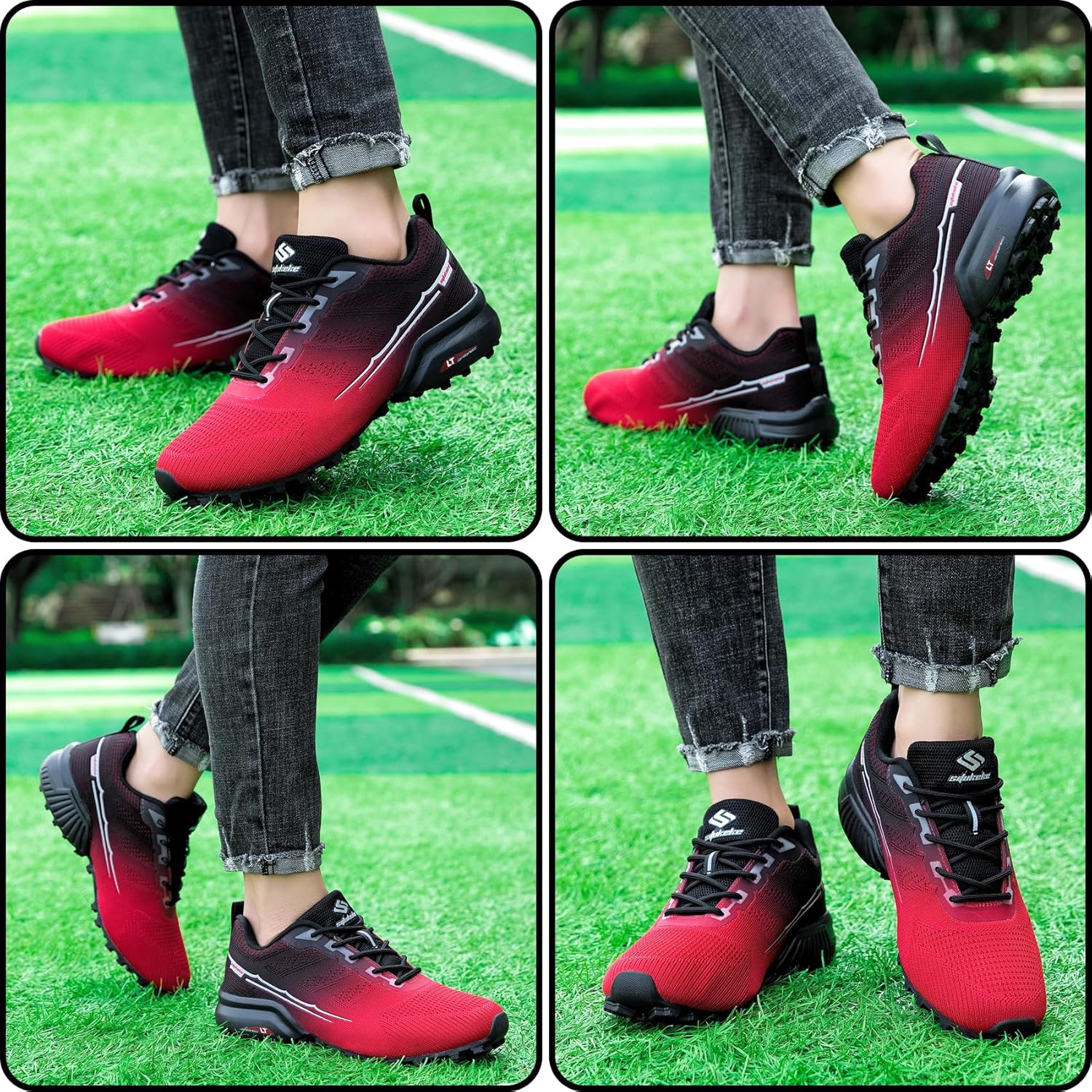 Men's Trail Running Shoes Lightweight Breathable Walking Hiking Sneakers Outdoor Athletic Tennis Cross Training Shoes