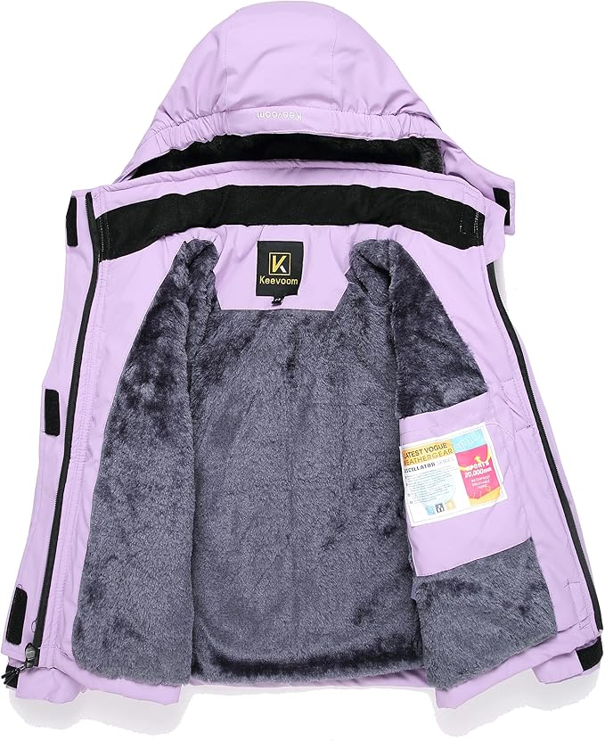 Keevoom Girl's Ski Jacket Winter Warm Thick Snow Coat Windproof Kids Outdoor Hooded Jackets-FlexoryFit