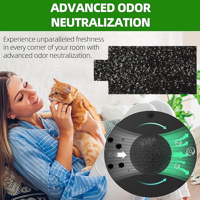 (12-Pack, Black) Cat Litter Box Replacement Filters Compatible with Pet Zone Semi, Carbon Cotton Filters for Automatic Cat Litter Box Absorbing Odors Control Damp from Pets