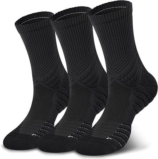 Hylaea Compression Running Socks for men, Coolmax Anti-Blister Cushion Crew Socks for Athletic, Moisture Wicking & Seamless-FlexoryFit