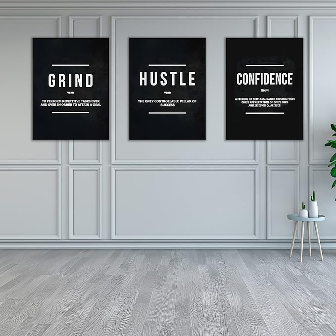 Yetaryy Motivational Poster Inspirational Wall Art 3 Pieces Canvas Painting Lion Artwork for Living Room Office Modern Home Decor Prints Pictures Wall Decor Framed Ready to Hang [48''Wx 24''H]-FlexoryFit