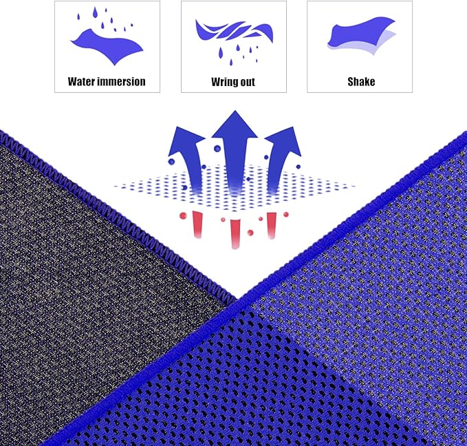 Biange Cooling Towel (Pack of 20, 40"x12") with Pouches for Sports, Workout, Fitness, Gym, Yoga, Golf, Pilates, Travel, Camping & More-FlexoryFit