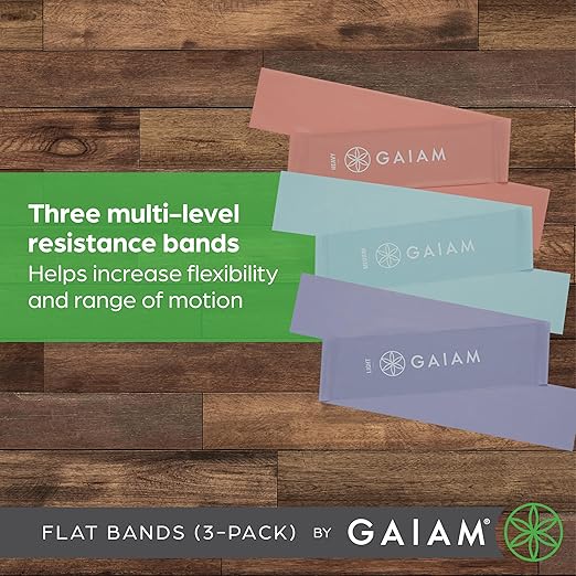 Gaiam Restore Strength and Flexibility Resistance Band Kit Set - 3 Levels of Resistance - Strength Training Workout Bands for Stretching Muscles - Versatile Exercise Tool - Light, Medium, and Heavy-FlexoryFit