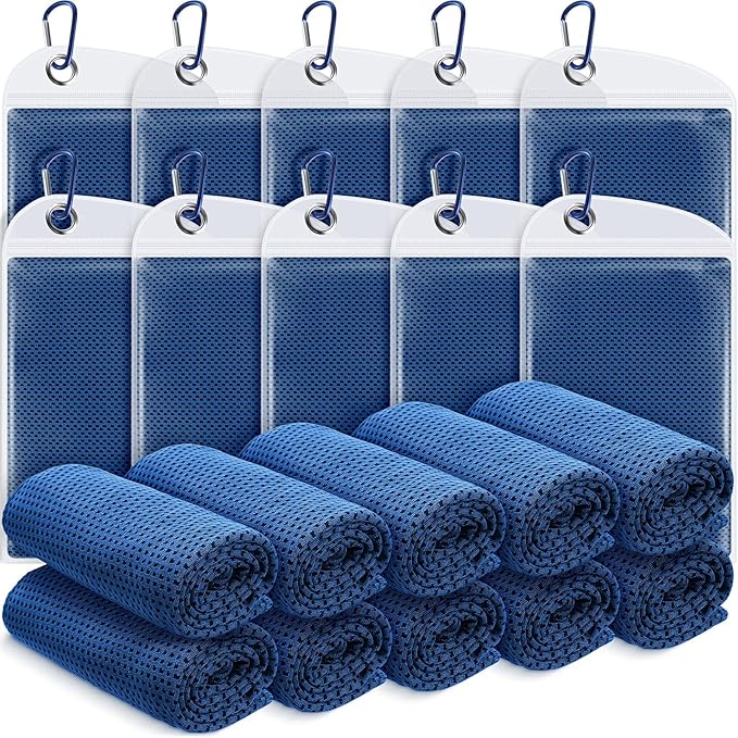 20 Pcs Cooling Towel 40 x 12 Ice Towel for Neck and Face Microfiber Chilly with Bag Breathable Yoga Gym Stay Cool Towels Sweat Rag for Workout Running Camping Pilates Beach Accessories (Royal Blue)-FlexoryFit