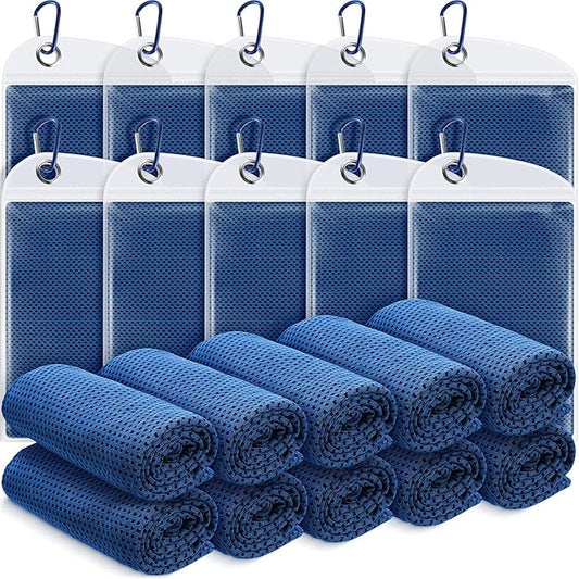 20 Pcs Cooling Towel 40 x 12 Ice Towel for Neck and Face Microfiber Chilly with Bag Breathable Yoga Gym Stay Cool Towels Sweat Rag for Workout Running Camping Pilates Beach Accessories (Royal Blue)-FlexoryFit