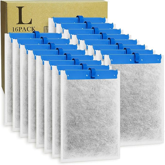 16 Pack Large Replacement Filter Cartridges Compatible with Tetra Whisper Bio-Bag Filters Large Aquarium Filter Cartridges for Whisper 20i/40i IQ20/30/45/60