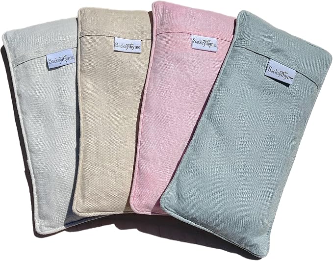 Organic Linen Eye Pillow - Lavender & Flaxseed for Relaxation, Yoga, Stress Relief - Microwavable Heating Pad & Cool Compress - Made in USA - Gifts for Meditation-FlexoryFit