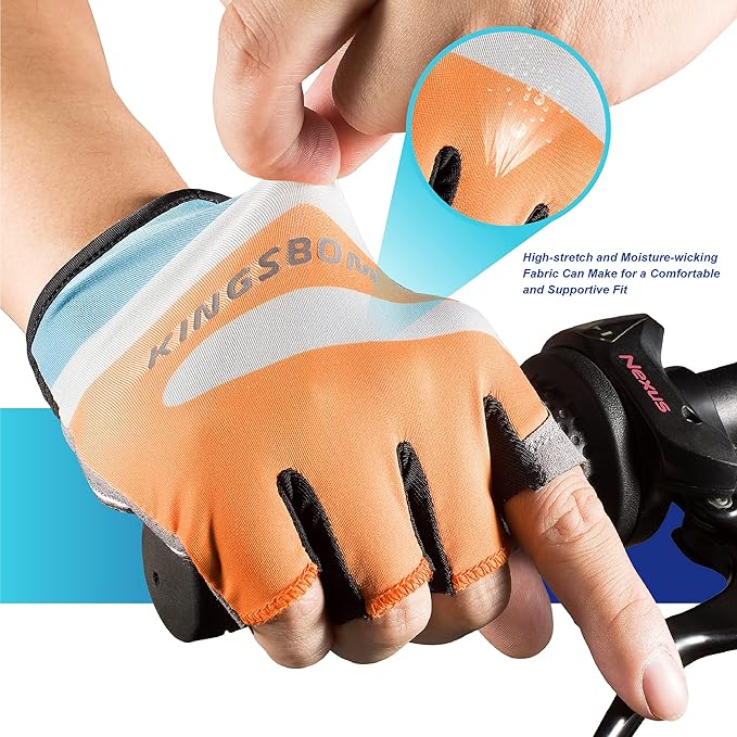 KINGSBOM Breathable Cycling Gloves, Shock-Absorbing Bike Gloves with Light Silicone Gel Pad, Anti-Slip Bicycle Gloves for Men and Women-FlexoryFit