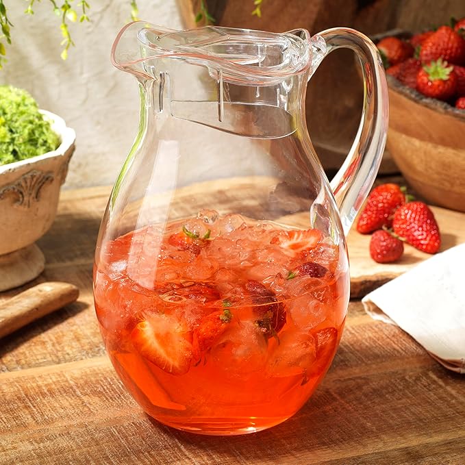 MosJos Acrylic Pitcher (72 oz), Clear Plastic, Water Pitcher with Lid, Shatterproof, BPA-Free Clear Pitcher, Ideal for Sangria, Lemonade, Juice, Iced Tea & More