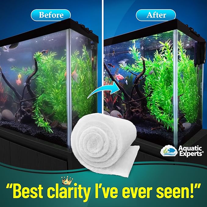 Aquatic Experts Aquarium Filter Floss for Fish Tank Filters - FilterFirst Aquarium Filter Pad - Media Roll for Crystal Clear Water, 3/4" - 1" Thick (12 Inch Wide, 72 Inch Long)