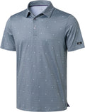 Obla Mens Golf Polo Shirts Short Sleeve Dry Fit Performance Moisture Wicking Casual Print Collared Golf Shirts for Men