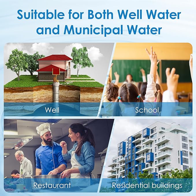 Waterdrop Whole House Water Filter, Iron Filter, Sediment Filter for Well Water, Reduce Manganese, Replacement for Ispring, GE®, Waterdrop, Any 10" x 4.5" Whole House Water Filters System, 5 Micron
