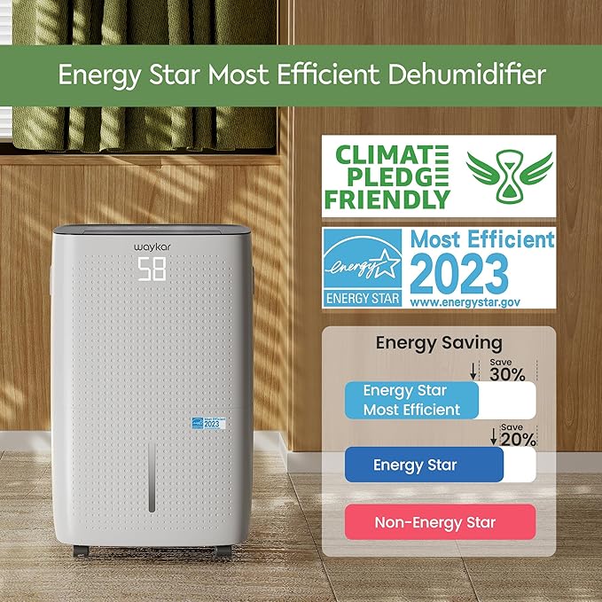 Waykar 150 Pints 7,000 Sq. Ft Energy Star Dehumidifier with Pump for Commercial and Industrial Large Room, Basement, Home, Storage, Warehouse with Drain Hose and Water Tank