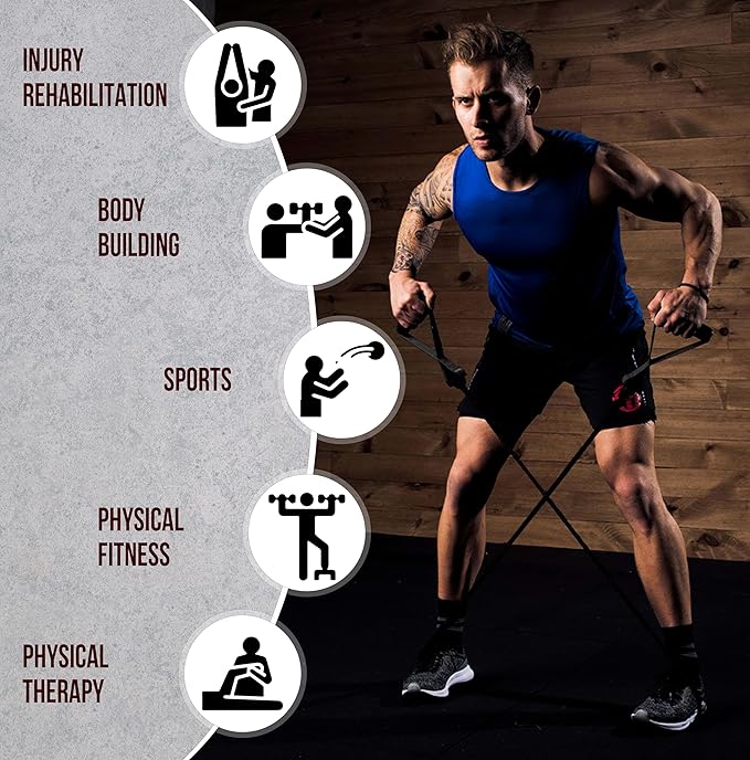 Exercise Resistance Bands for Working Out Set of 5 for Women and Men, Stretch Bands for Exercise, Physical Therapy, Arms Legs Workout, Stretching, Home Fitness-FlexoryFit