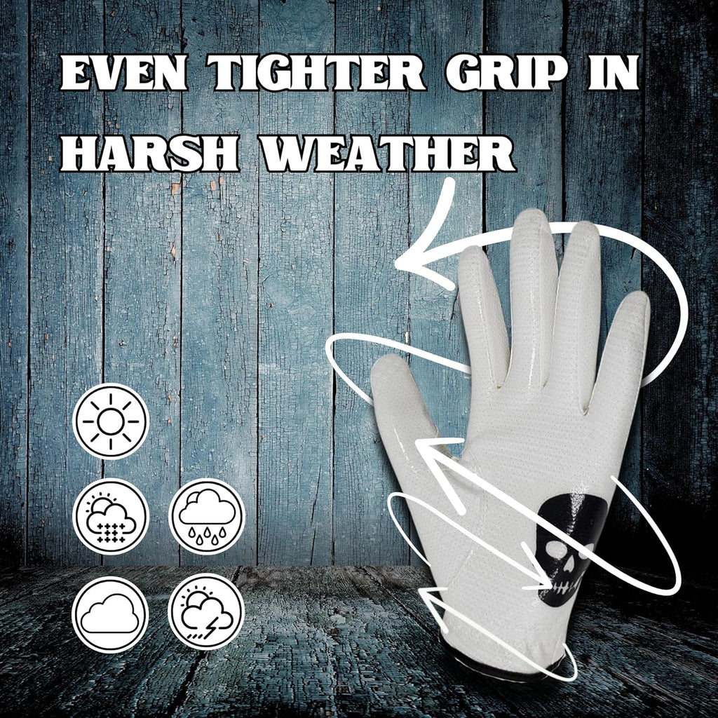 Skeleton Golf Gloves for Men 2 Pack – 100% AAA Synthetic Tacky Leather - Spooky & Funny Golf Gloves for Men – Tacky & Cool Golf Glove - Perfect for Summer & Fall Golfing