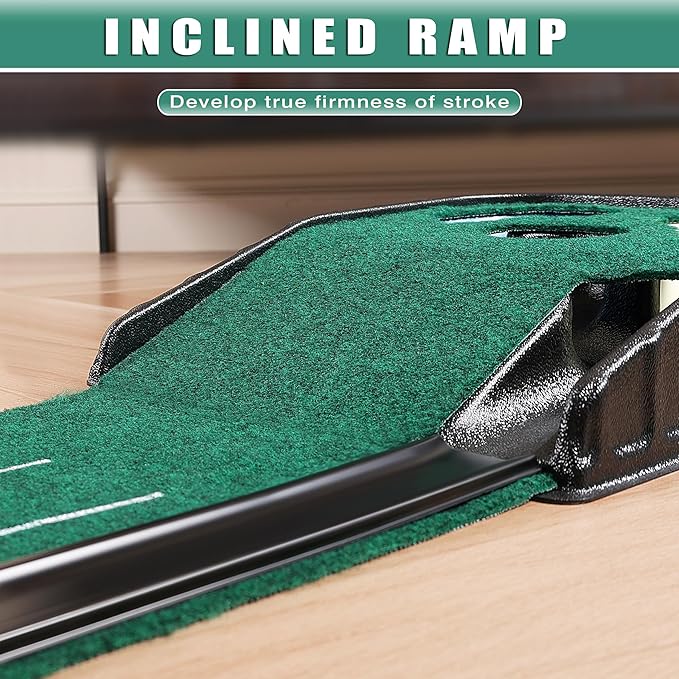 CHAMPKEY Golf Putting Green Indoor - Advanced Guides Golf Putting Mat - Enhance Putting Accuracy and Challenge